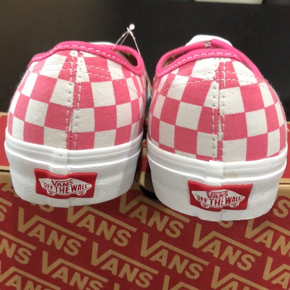 red and pink checkered vans